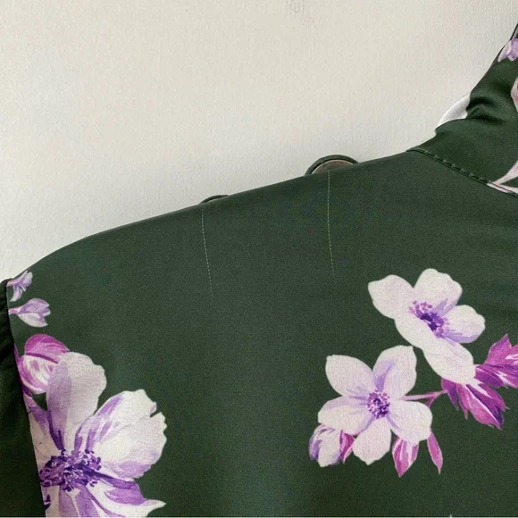 Alexia Admor Satin Mock Neck Midi Dress Green Floral 12 - Picture 8 of 12